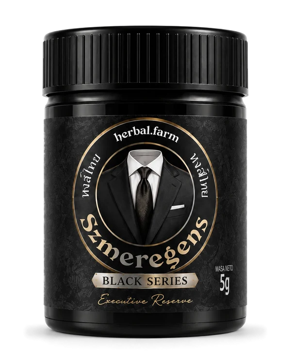 Inhalator Szmeregens Black Series Executive Reserve, czarny słoiczek 5 g ze złotą etykietą